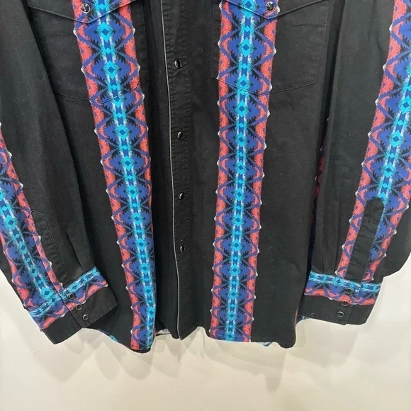 Rustler By Wrangler Vintage Pearl Snap Button Down Shirt Men’s Size XL - Picture 4 of 12